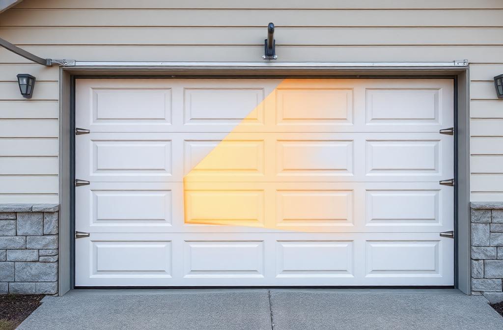 Cross-section of insulated garage door panel showing polyurethane insulation layers